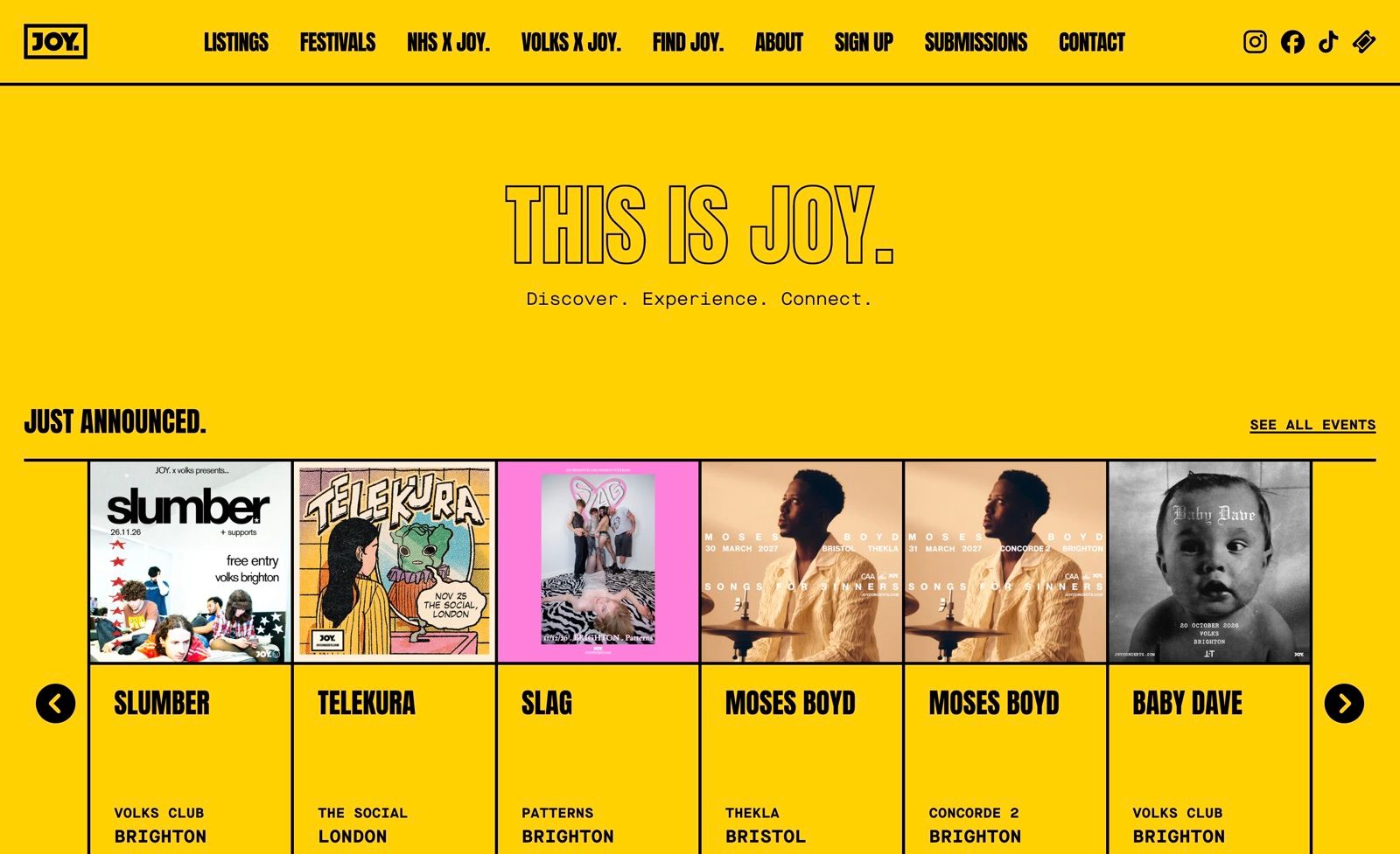 JOY. Concerts website