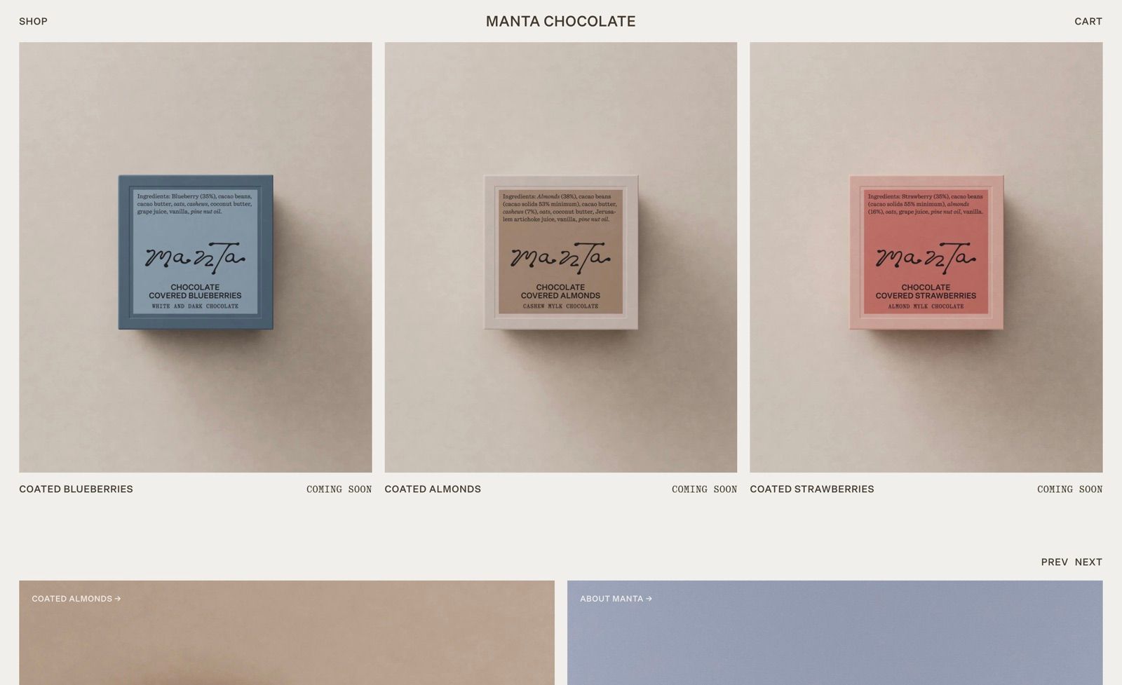 Manta Chocolate website – Shopify development